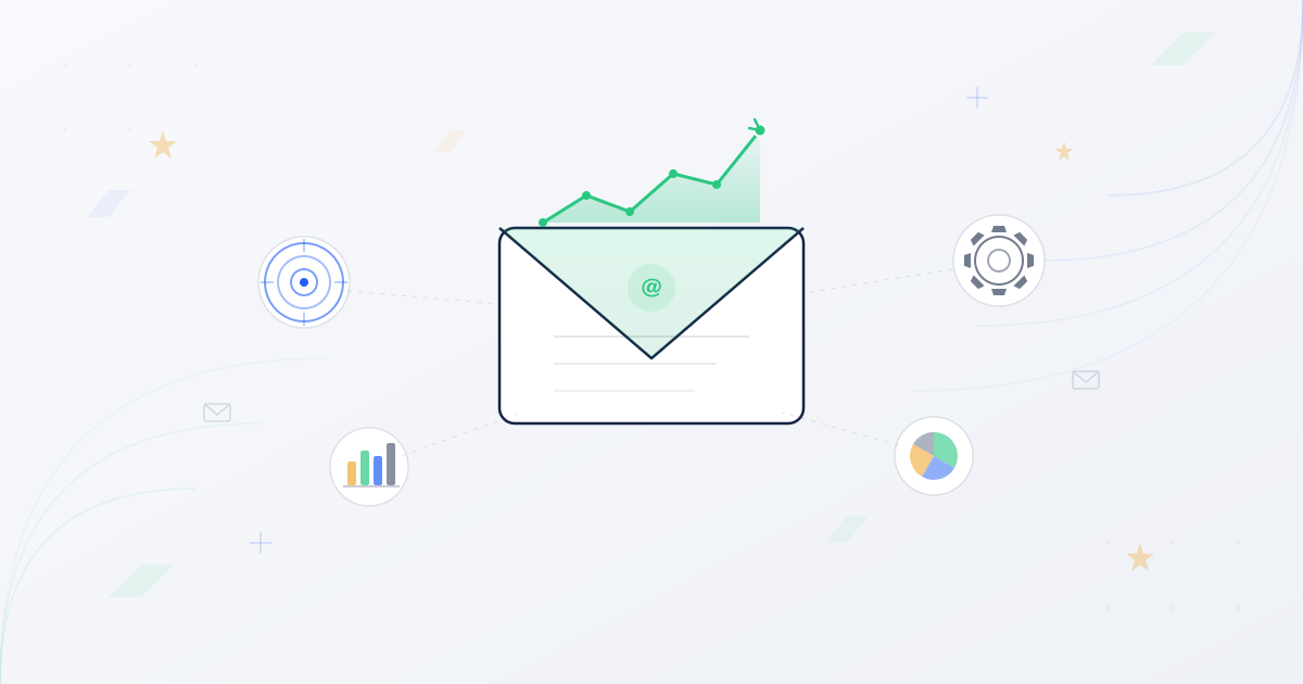 Email marketing effectiveness strategies with growth chart and engagement elements