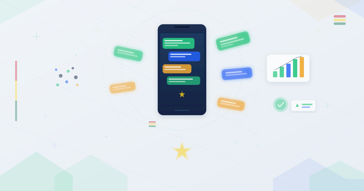 Phone sending promotional SMS messages with Ghana Independence Day red, gold, green theme and marketing indicators