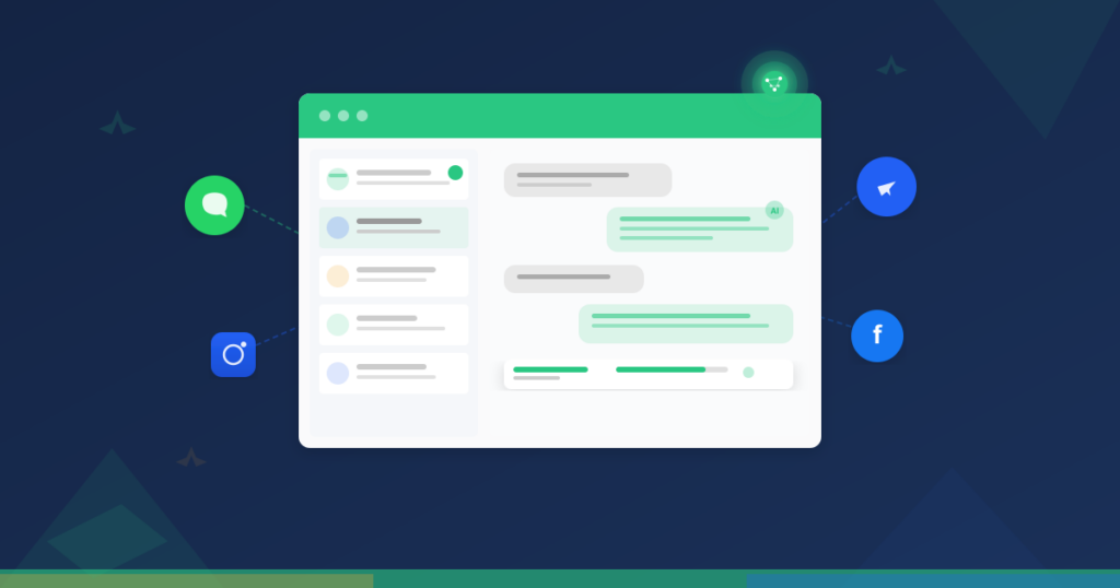 WhatsApp CRM dashboard showing unified customer conversations across WhatsApp, Instagram, and Telegram for an African business